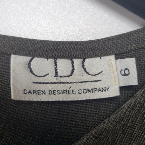 Vintage CDC Caren Desiree Dark Olive Green Sleeveless Sheath Dress Size 6 - Picture 7 of 8
